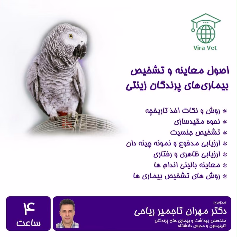 اصول معاینه و تشخیص بیماری های پرندگان زینتی Clinical Examination & Diagnosis of Diseases in Pet Birds